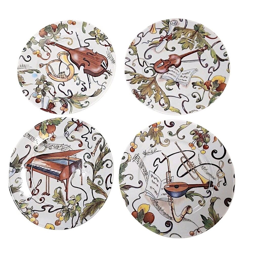 4 Pc Email De Limoges Decore A La Main A S. Marino Godinger Musical Instruments